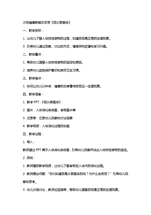 大班健康教案及反思《屁从哪里来》