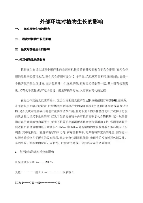 外部环境对植物生长的影响