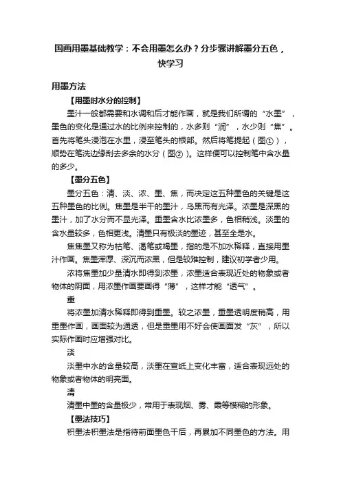 国画用墨基础教学：不会用墨怎么办？分步骤讲解墨分五色，快学习