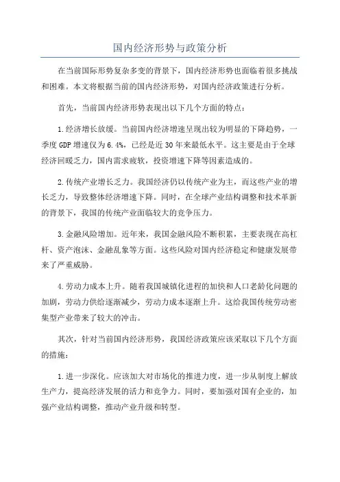国内经济形势与政策分析