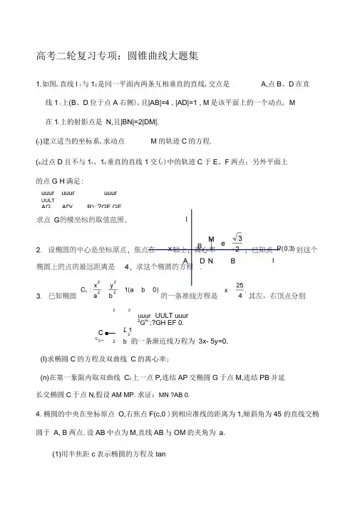 全国卷高考数学圆锥曲线大题集大全