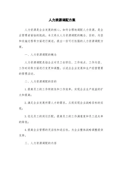 人力资源调配方案