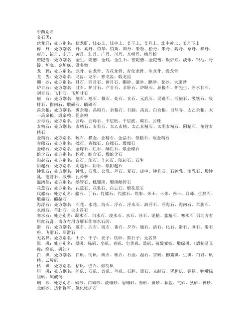 中药别名大全