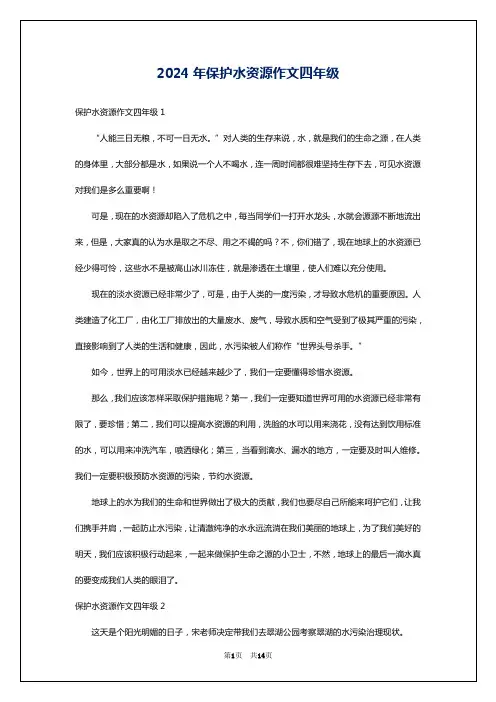 2024年保护水资源作文四年级