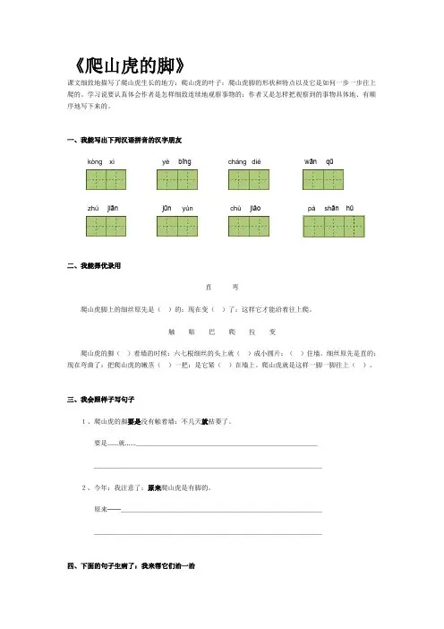 四年级语文爬山虎的脚练习题