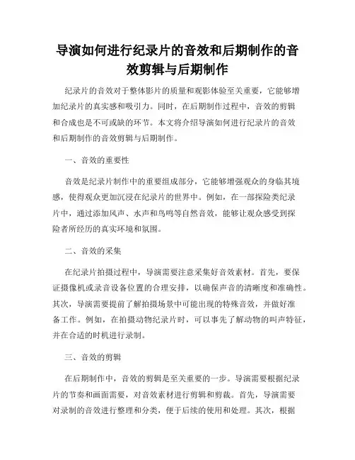 导演如何进行纪录片的音效和后期制作的音效剪辑与后期制作
