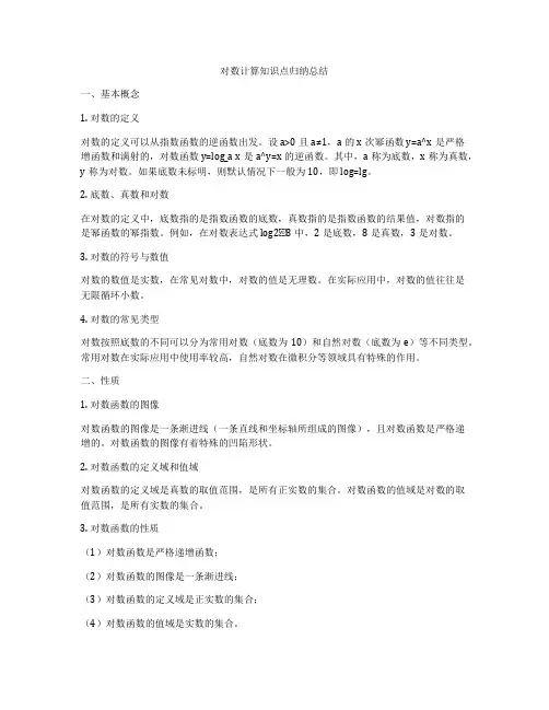 对数计算知识点归纳总结
