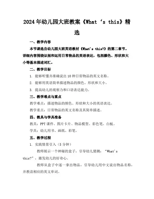 2024年幼儿园大班教案《What‘sthis》精选