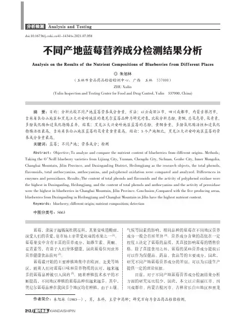 不同产地蓝莓营养成分检测结果分析