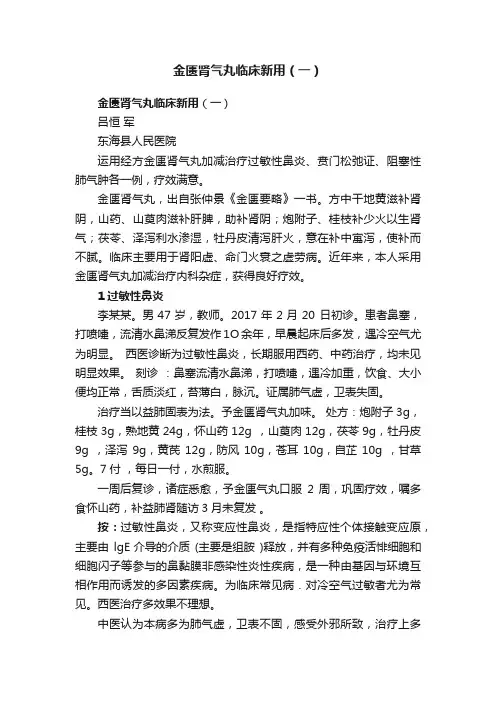 金匮肾气丸临床新用（一）