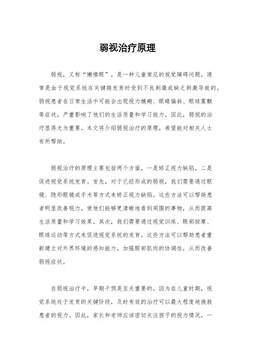 弱视治疗原理