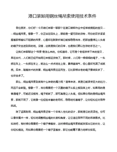 港口装卸用钢丝绳吊索使用技术条件