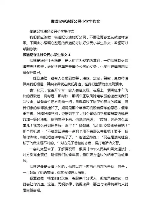 做遵纪守法好公民小学生作文