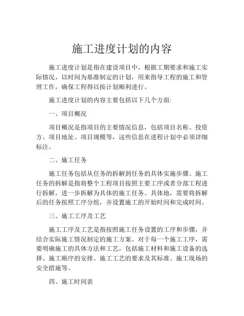 施工进度计划的内容(精选10篇)