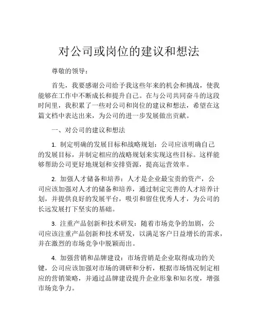 对公司或岗位的建议和想法