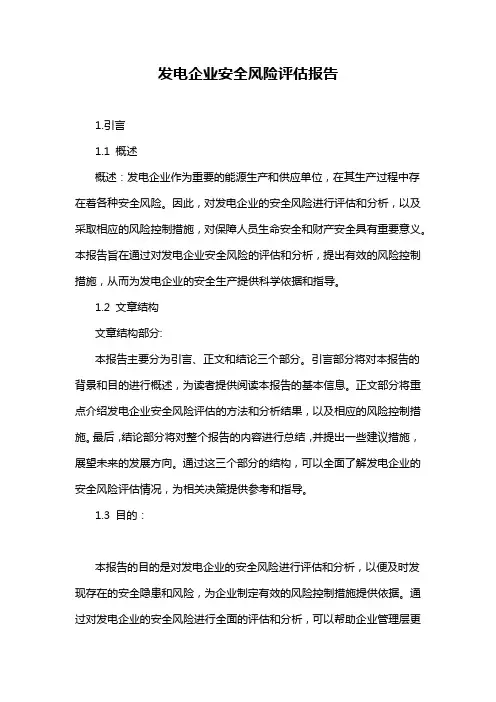 发电企业安全风险评估报告