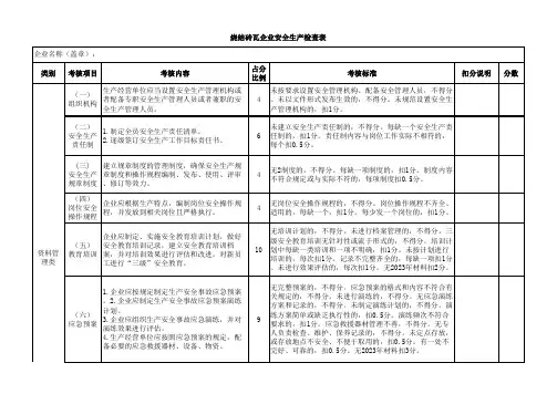 烧结砖瓦企业安全生产检查表