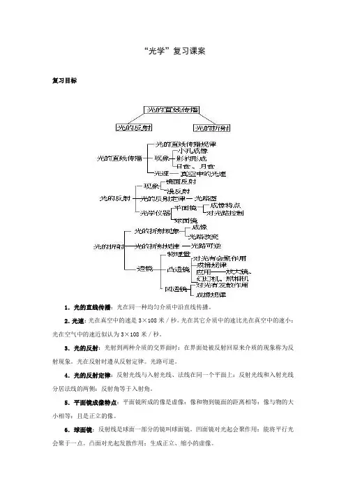 中考物理总复习教案光学