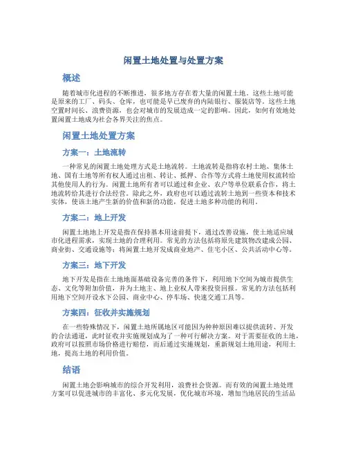 闲置土地处置与处置方案