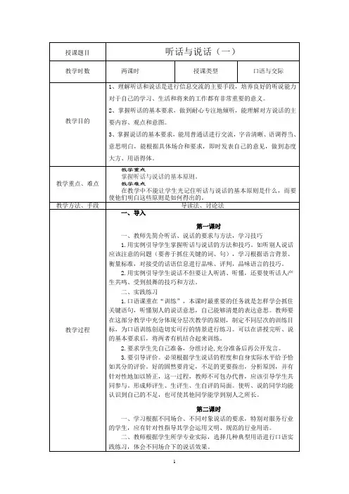 《听话与说话(一)》电子教案