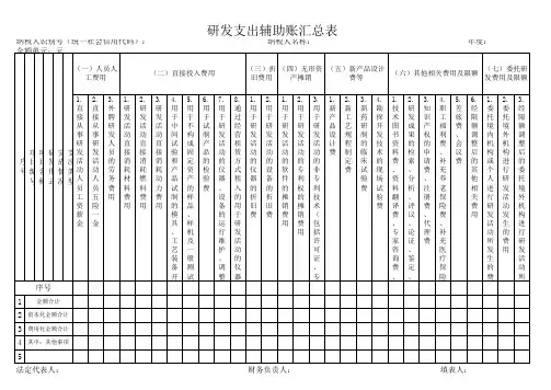 研发支出辅助账汇总表