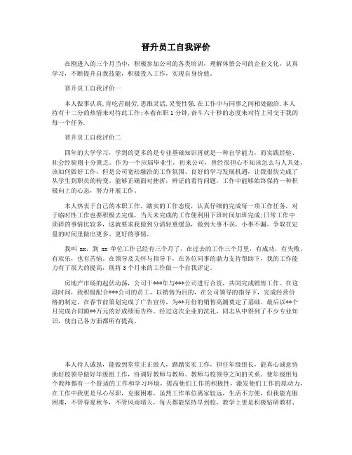 晋升员工自我评价