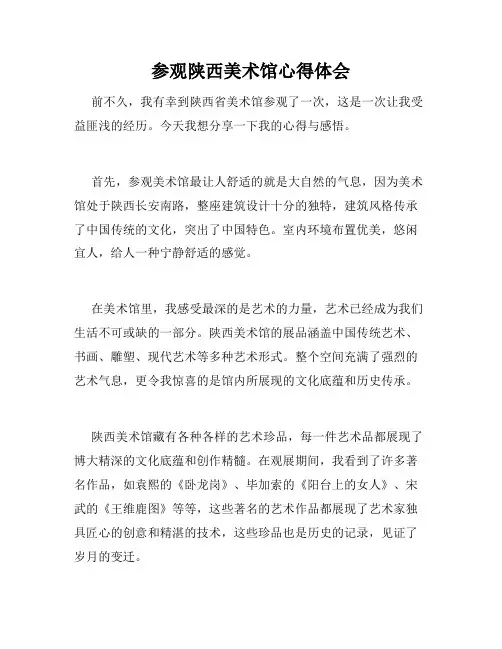 参观陕西美术馆心得体会
