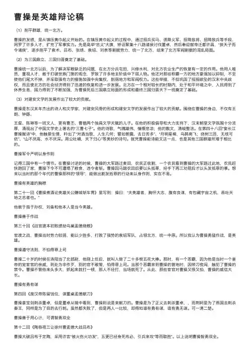 曹操是英雄辩论稿
