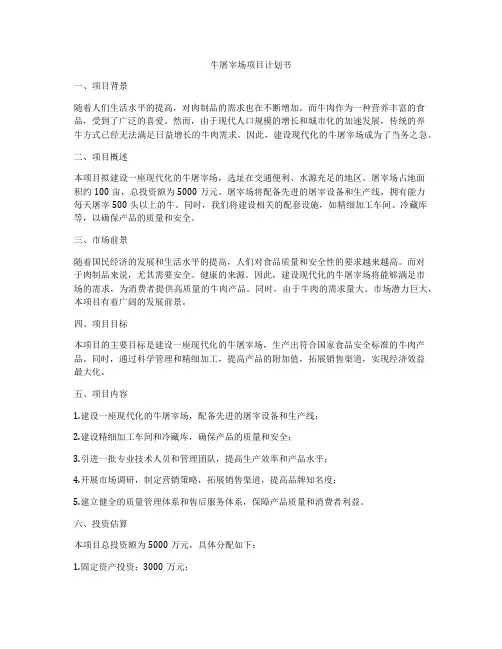牛屠宰场项目计划书