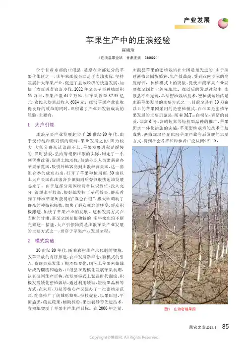 苹果生产中的庄浪经验
