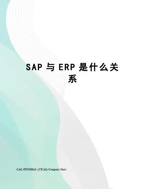 SAP与ERP是什么关系