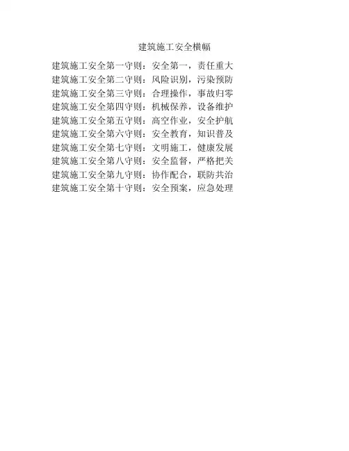 建筑施工安全横幅
