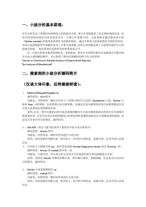 (完整)小波分析算法资料整理总结,推荐文档