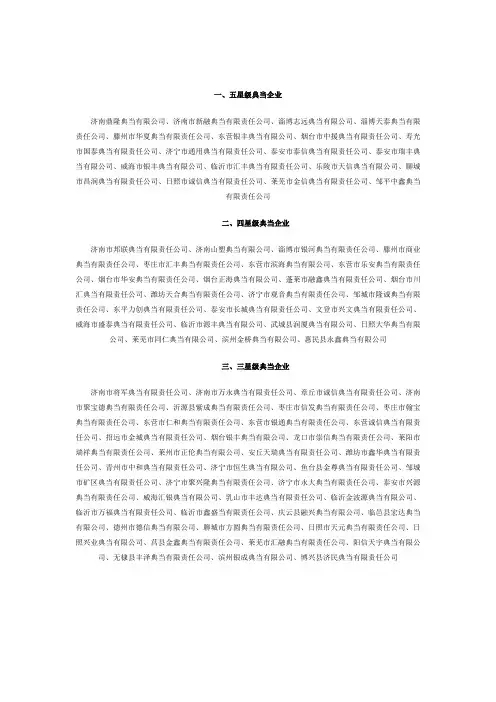 山东典当企业名录