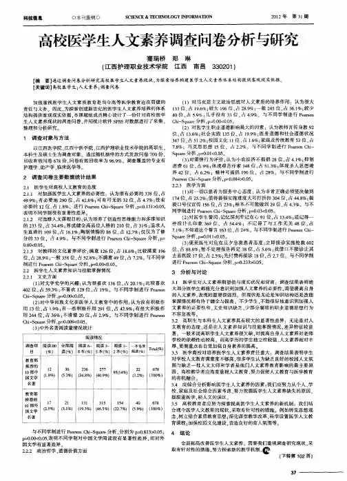 高校医学生人文素养调查问卷分析与研究
