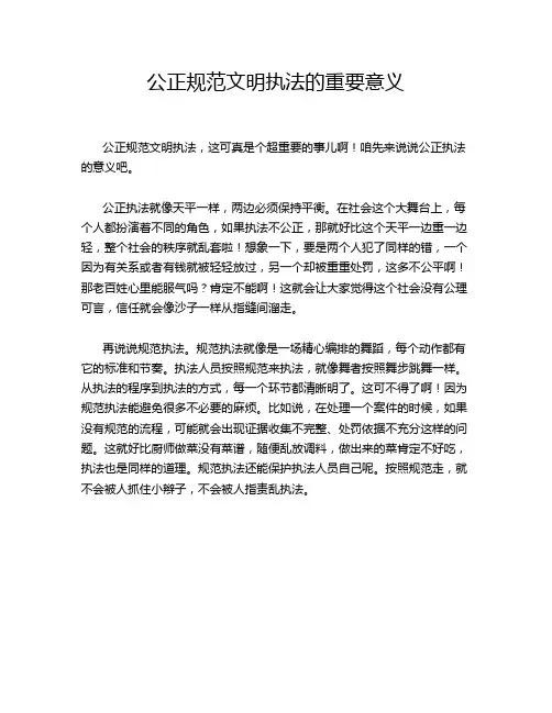 公正规范文明执法的重要意义