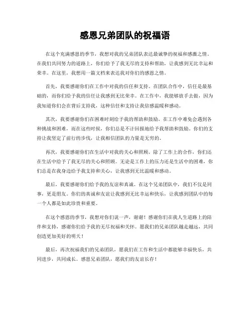 感恩兄弟团队的祝福语