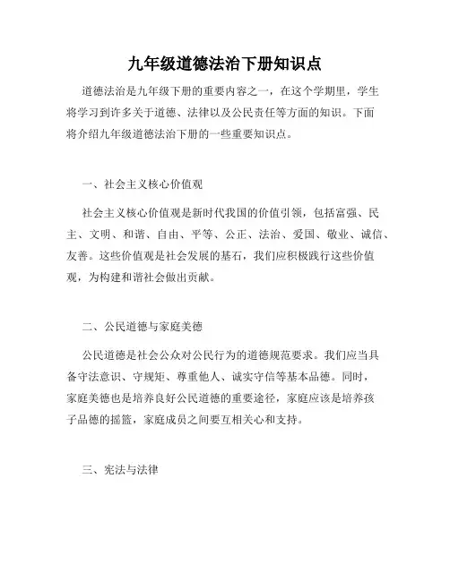 九年级道德法治下册知识点