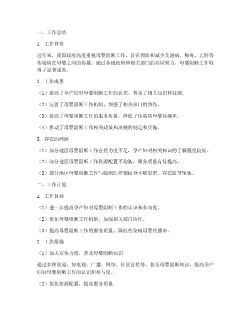 母婴阻断工作总结与计划