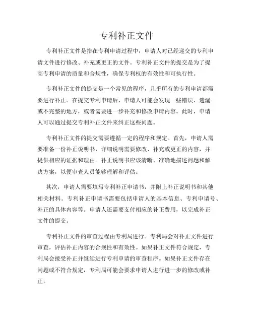 专利补正文件