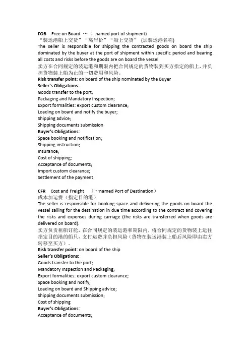 Trade Terms贸易术语