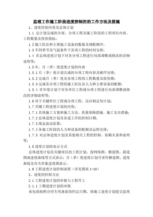 监理工作施工阶段进度控制的的工作方法及措施