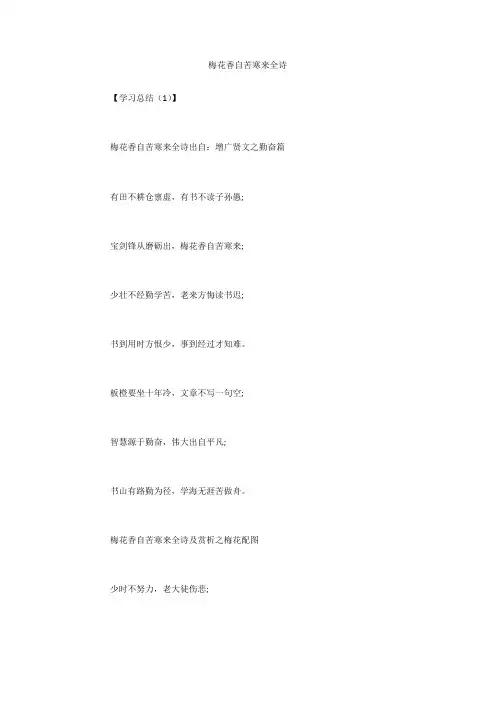 梅花香自苦寒来全诗