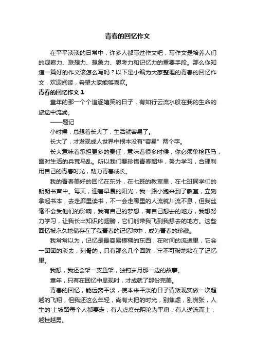 青春的回忆作文（4篇）