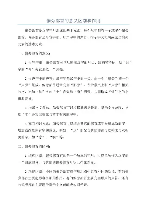 偏旁部首的意义区别和作用