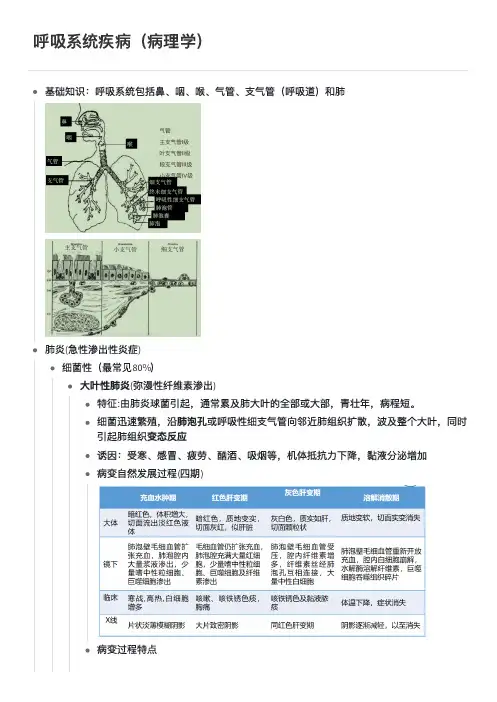 呼吸系统疾病(病理学) 学习笔记