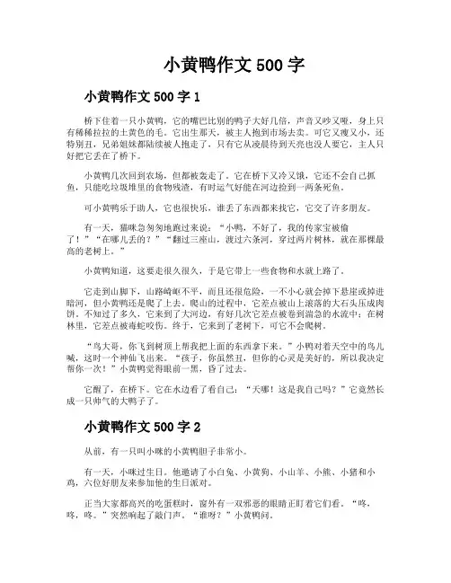 小黄鸭作文500字