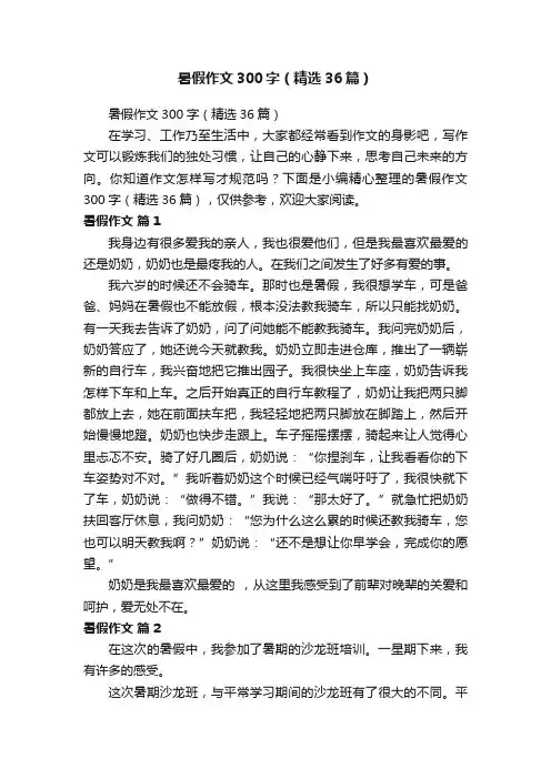 暑假作文300字（精选36篇）