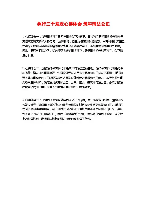 执行三个规定心得体会 筑牢司法公正