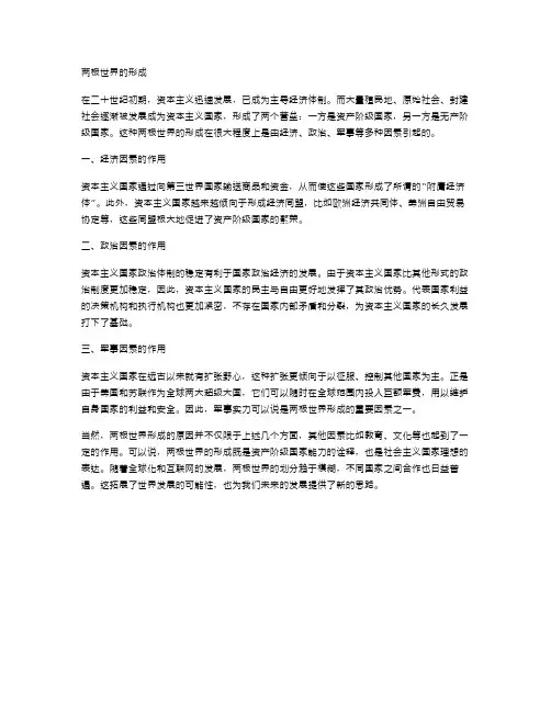 两极世界的形成高中历史教案范文演练